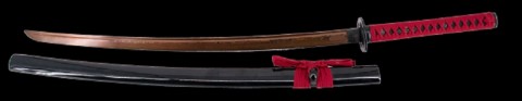 KATANA FUNCIONAL DAMASCO ROJO